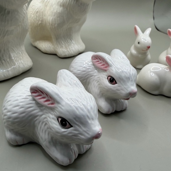Lot of 7 White Ceramic Bunny Figurines - Picture 3 of 5